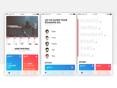 Part Two // banner cab flight holidays hotel interaction minimal mobile transport travel ui ux