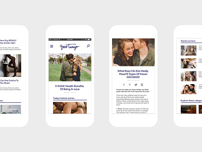 YourTango mobile blog clean design flat love mobile relationships responsive ui web