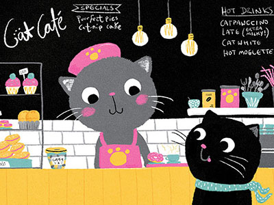 Cat Cafe cafe cat cat cafe childrens digital illustration photoshop publishing