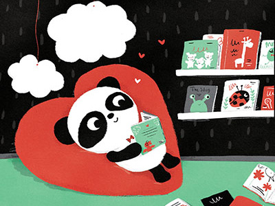 Panda character design childrens digital illustration library panda photoshop publishing reading school