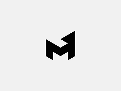 LM black icon letter logo m negative space simple white