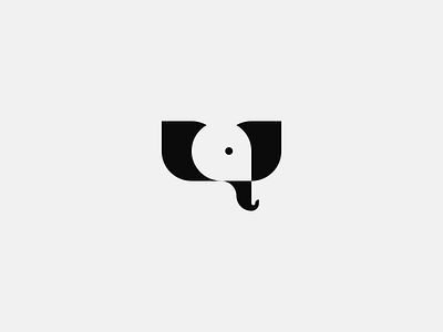 elephant animal baby black branding cute animal design head icon logo negative space simple vector white