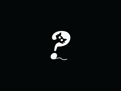 curiosity animal black cat curious design icon logo negative space question mark simple white