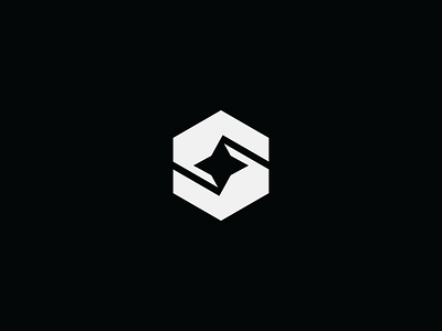 S - spark black branding design geometic hexagon icon letter logo negative space s sharp simple spark star white