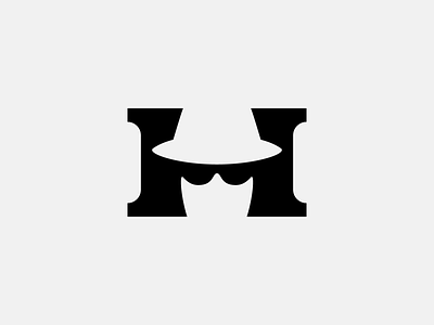 hide agent black branding design h hat hidden hide icon letter logo mask negative space secret simple vector white
