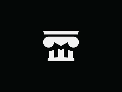 masonry ancient black branding building financial greek icon letter logo m masonry money negative space pillar simple stone vector white