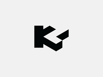 KL 3d black branding design icon letter logo negative space simple