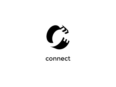 Connect black c letter logo negative space simple