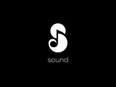 Sound letter logo music negative space note s simple