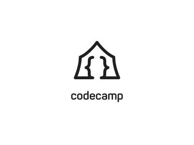codecamp black camping coding line logo simple tent