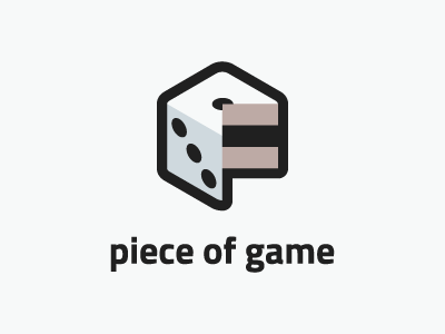 piece of game cake cube dice game logo piece simple slice