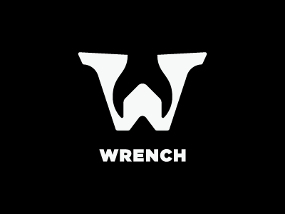 wrench black construction letter logo simple tool w wrench