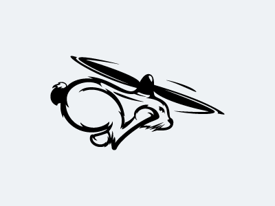 flying rabbit animal black drone fly flying logo rabbit