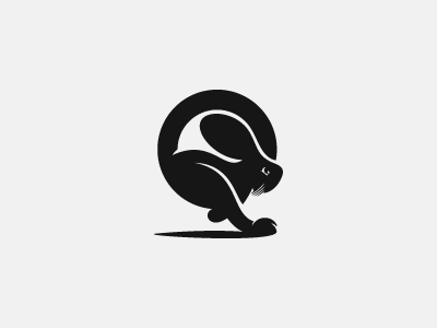 quick black letter logo q quick rabbit simple