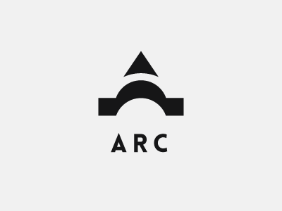 arc a. letter arc arrow black logo negative space simple
