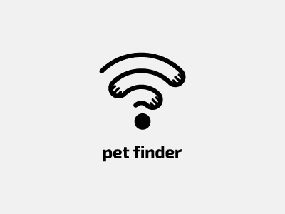 pet finder animal application cat dog finding icon logo minimal paws pet simple wi fi