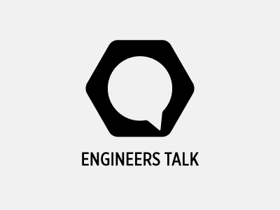 engineers talk black bolt chat engineers logo mechanical negative space nut simple talk