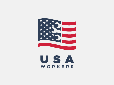 USA workers flag logo simple usa workers working wrench