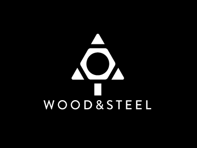 wood & steel construction logo metal nut simple steel tree wood