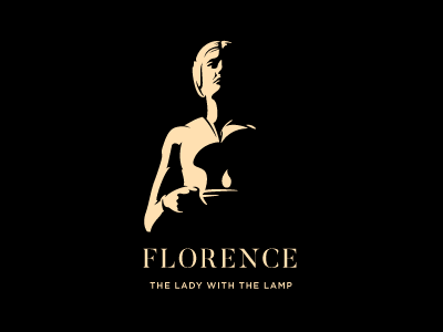 FLORENCE candle illustration lady lamp logo negative space nursing