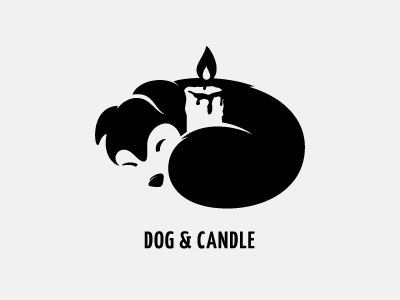 dog & candle black candle dog logo negative space pet puppy shelter