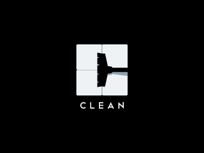 clean broomstick c clean letter logo negative space simple tiles