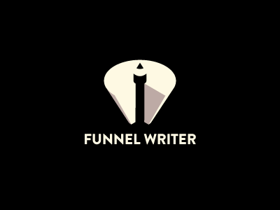 funnel writer black funnel logo marketing negative space pencil simple white writing