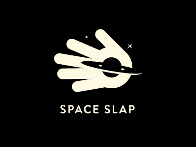 space slap hand logo negative space planet simple slap smack space universe