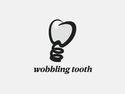wobbling tooth dental dentist jump logo simple spring tooth