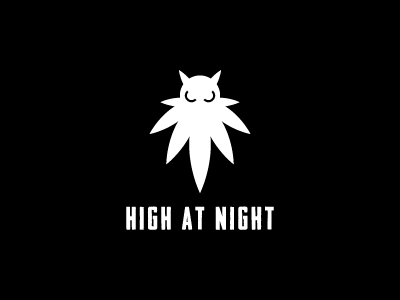 high at night bird cannabis fly ganja grass high leaf logo marijuana night owl