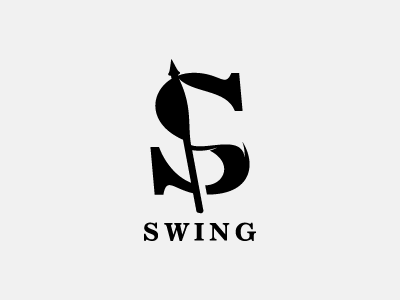 swing black flag letter logo negative space s simple swing