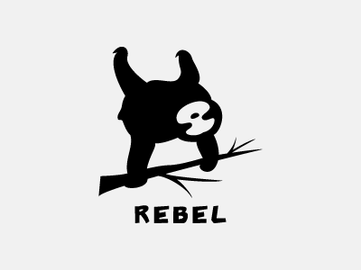 rebel animal black logo rebel rise simple sloth