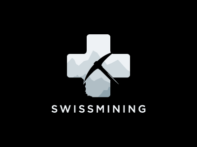 swissmining black design icon logo mining negative space simple swiss white