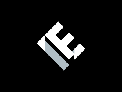 EF 3d black design letters logo negative space simple white