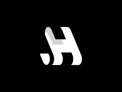 SH 3d black design h letter logo negative space s simple white