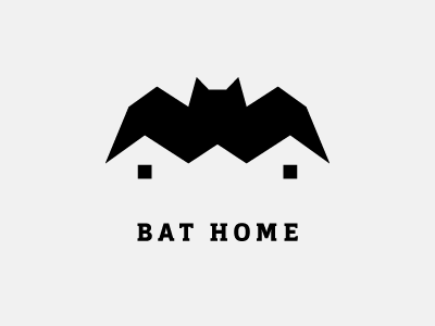 Bat Home animal bat black funny home logo modern negative space simple