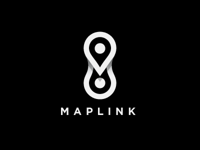maplink black chain gps icon link location logo map