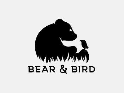 bear & bird animal bear logo bird black cute friendly logo nature outdoor simple