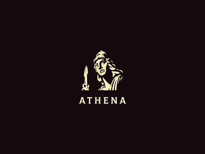 Athena athena black character goddess greek illustration logo negative space statue