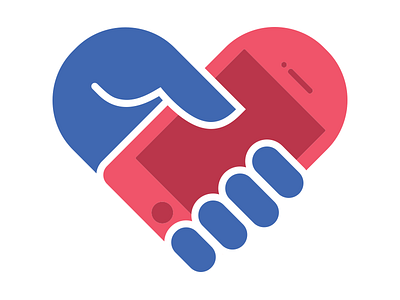 Hand-to-Heart branding hand heart logo mobile phone
