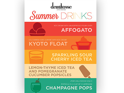 Summer Drinks Menu alcohol beverage coffee color drinks food illustration losangeles menu summer tea typography