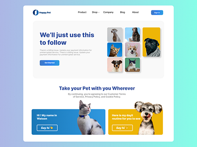 Pet Shop , HappyPet - WebDesign blog cat concept design dog figma happy pet pet pet shop shop ui userinterface ux web design webdesign website