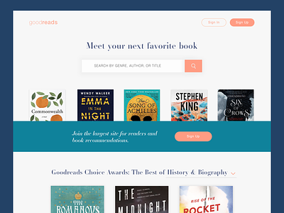 Goodreads Landing Page daily ui goodreads landing page