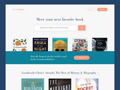 Goodreads Landing Page