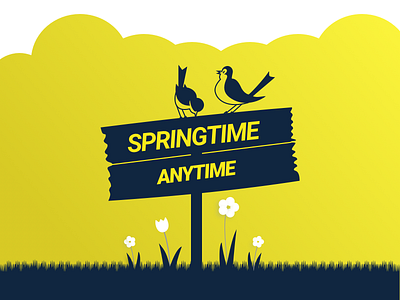Springtime for my Dribbble birds illustration retro sketch