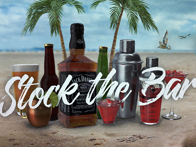 Stock the Bar alcohol beach beer cocktail design drinks font liquor palm photoshop pixelsquid typography