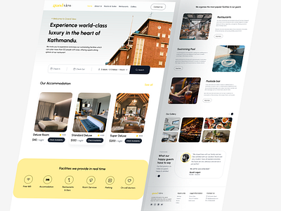 Grand View - Hotel Landing Page app design booking landing page booking site branding design hotel booking hotel booking ui design hotel landing page hotel nepal hotel website landing page landing page ui logo minimal ui modern ui restaurant landing page restaurant website ui uiux ux