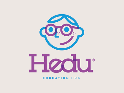 Hedu Logo app boy character design education logo logotype multiply nerd personagem slab serif student