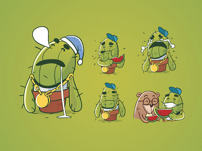 Cactus Emoticons 1 cactus emoji emoticons stamps vector watermelon