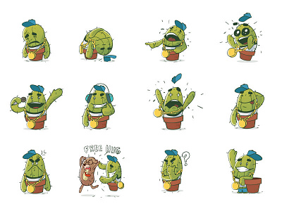 Cactus Emoticons cactus cartoon emoji emoticon expressions sticker